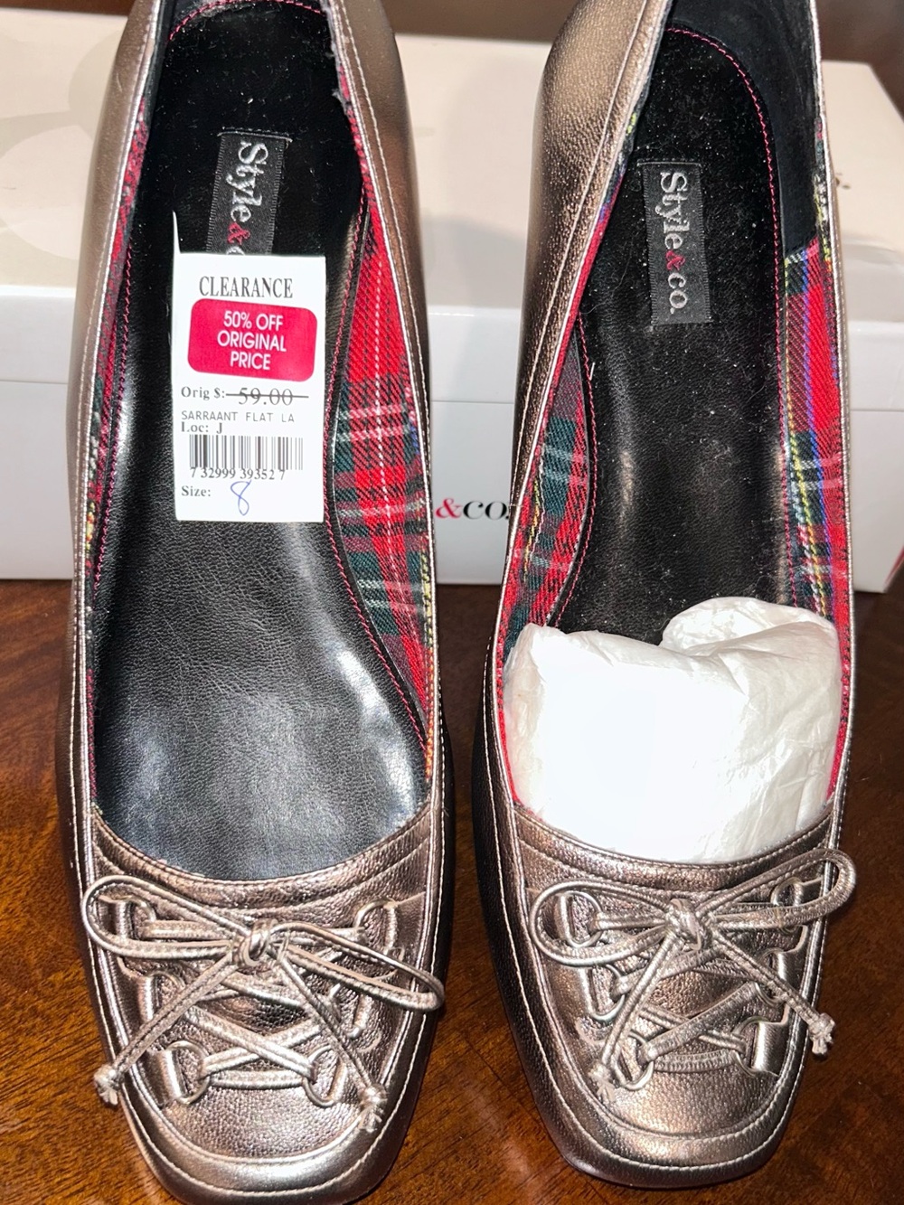 Style & Co. Metallic Bronze Bow Ballet Flats